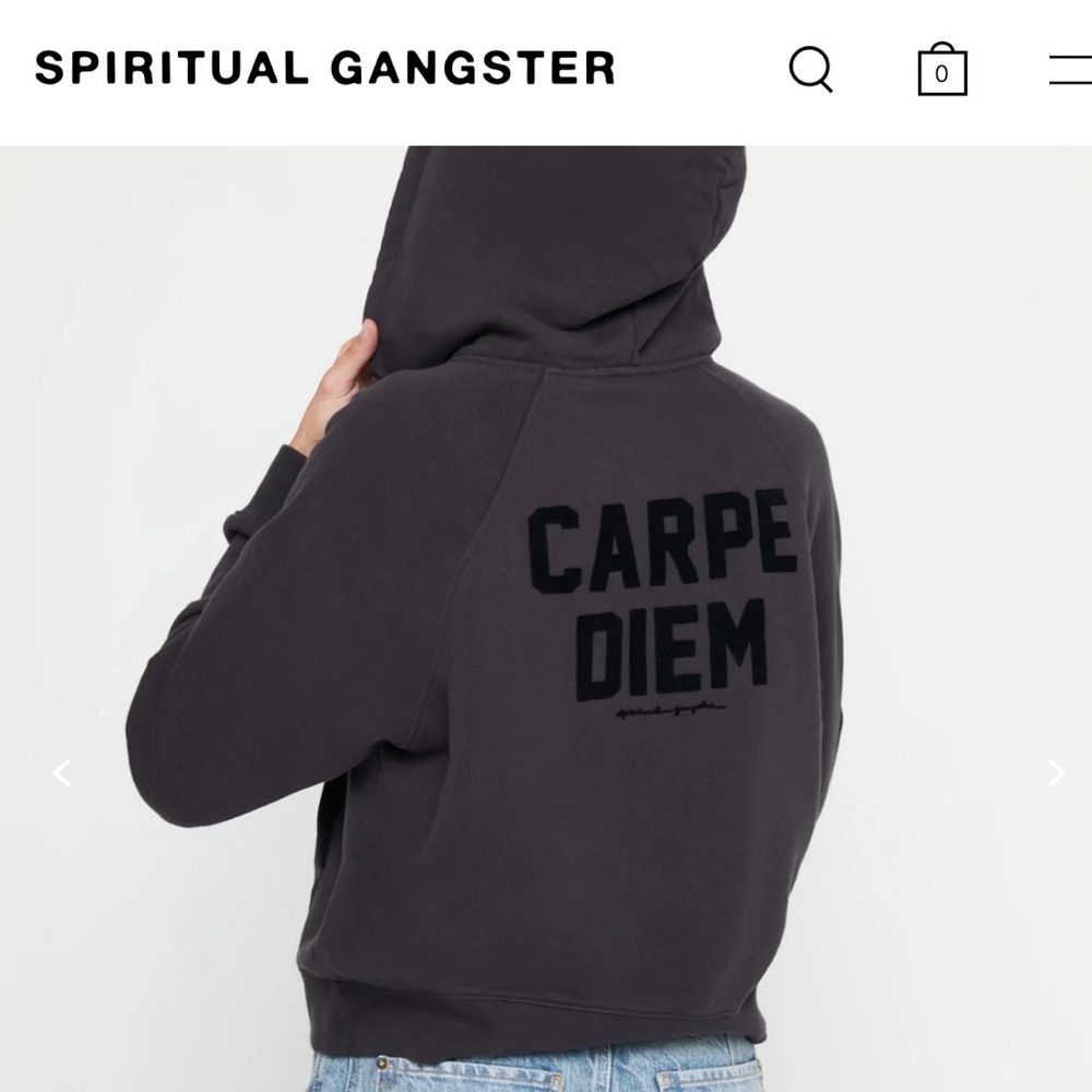 Spiritual Gangster Charcoal Hoodie with Carpe Diem Print